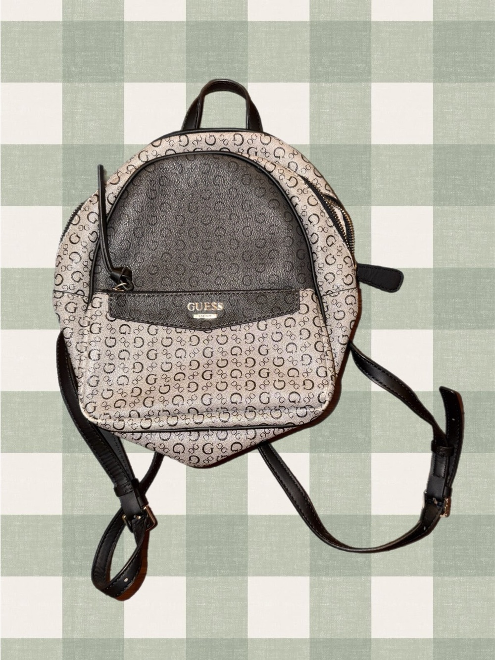 GUESS Grey and Black Logo Mini Backpack